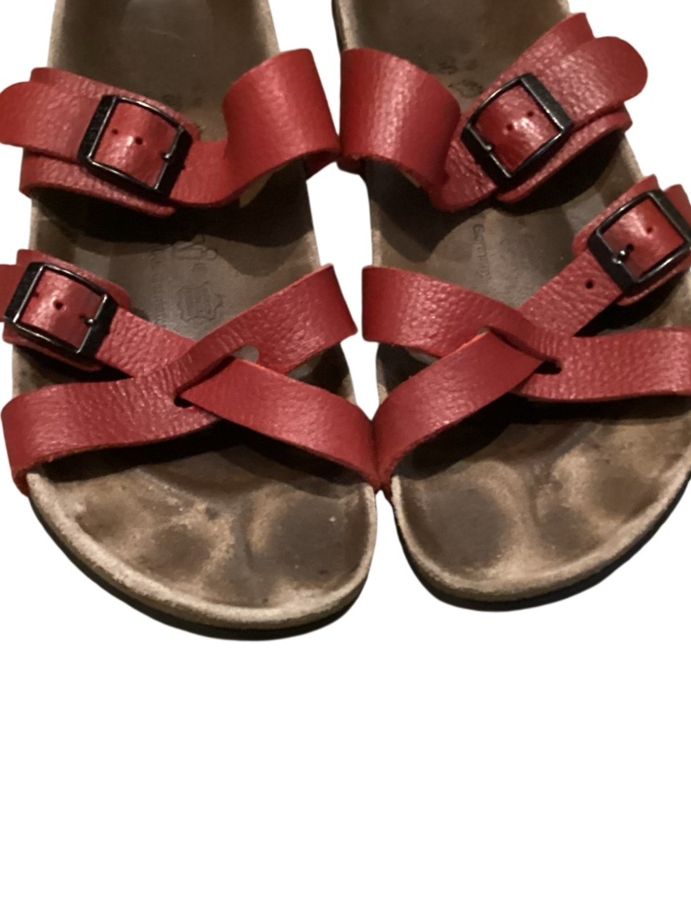 Birkenstock Tatami Red Leather Strappy Buckle Sandals 9 - Picture 3 of 9